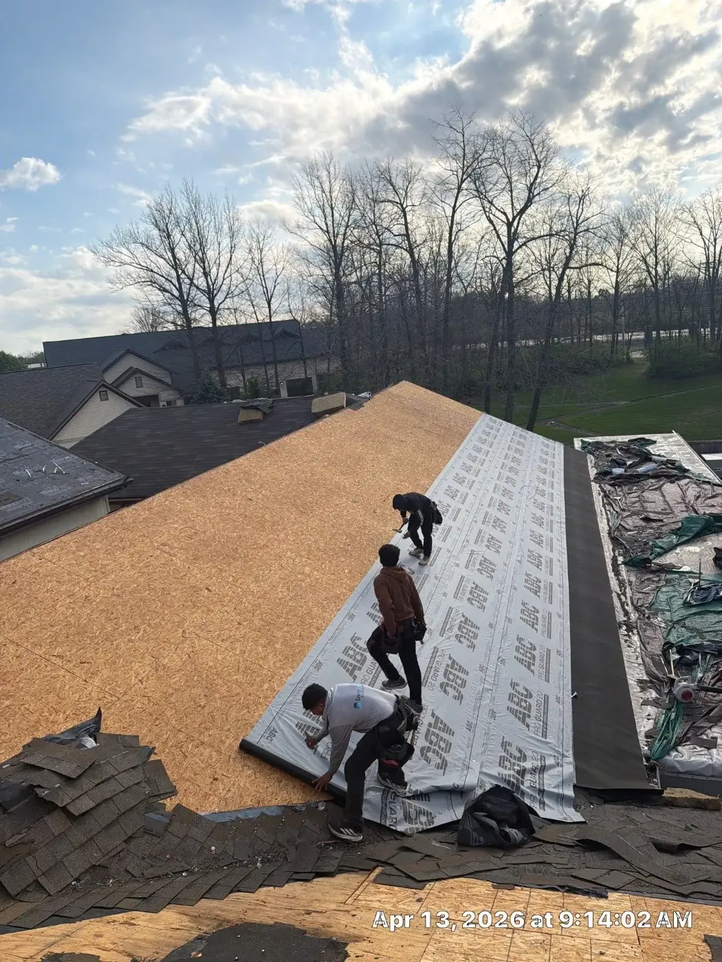 Storm damage documentation on a Delphi commercial building